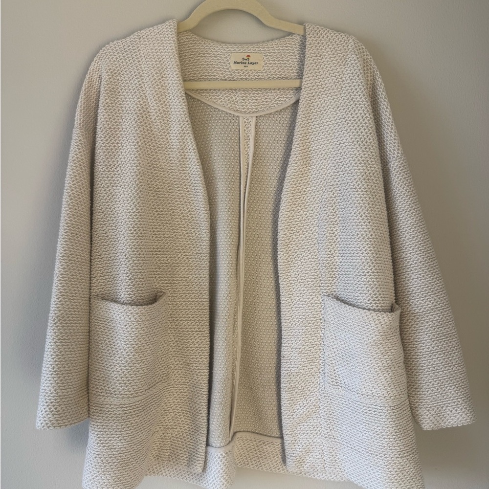 Marine Layer Cream Open-Front Knit Cardigan